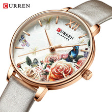 Load image into Gallery viewer, CURREN Beautiful Flower Design Watches Women Fashion Casual Leather Wristwatch Ladies Watch Female Clock Women's Quartz Watch