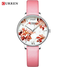 Load image into Gallery viewer, CURREN Beautiful Flower Design Watches Women Fashion Casual Leather Wristwatch Ladies Watch Female Clock Women's Quartz Watch