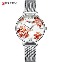 Load image into Gallery viewer, CURREN Beautiful Flower Design Watches Women Fashion Casual Leather Wristwatch Ladies Watch Female Clock Women's Quartz Watch