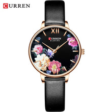 Load image into Gallery viewer, CURREN Beautiful Flower Design Watches Women Fashion Casual Leather Wristwatch Ladies Watch Female Clock Women's Quartz Watch