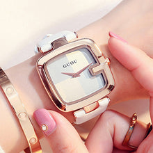 Load image into Gallery viewer, GUOU Women's Watches 2019 Square Fashion zegarek damski Luxury Ladies Bracelet Watches For Women Leather Strap Clock Saati