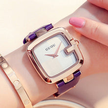 Load image into Gallery viewer, GUOU Women's Watches 2019 Square Fashion zegarek damski Luxury Ladies Bracelet Watches For Women Leather Strap Clock Saati