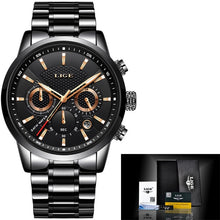 Load image into Gallery viewer, Relogio Masculino LIGE 2019 New Watch Men Fashion Sport Quartz Wacth Mens Watches Brand Luxury Leather Business Waterproof Clock