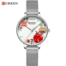 Load image into Gallery viewer, CURREN Beautiful Flower Design Watches Women Fashion Casual Leather Wristwatch Ladies Watch Female Clock Women&#39;s Quartz Watch