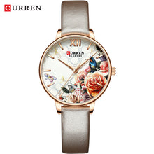 Load image into Gallery viewer, CURREN Beautiful Flower Design Watches Women Fashion Casual Leather Wristwatch Ladies Watch Female Clock Women&#39;s Quartz Watch