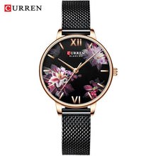 Load image into Gallery viewer, CURREN Beautiful Flower Design Watches Women Fashion Casual Leather Wristwatch Ladies Watch Female Clock Women&#39;s Quartz Watch