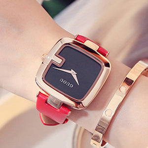 GUOU Women's Watches 2019 Square Fashion zegarek damski Luxury Ladies Bracelet Watches For Women Leather Strap Clock Saati