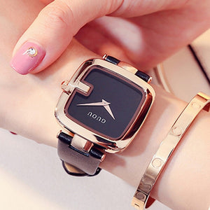GUOU Women's Watches 2019 Square Fashion zegarek damski Luxury Ladies Bracelet Watches For Women Leather Strap Clock Saati