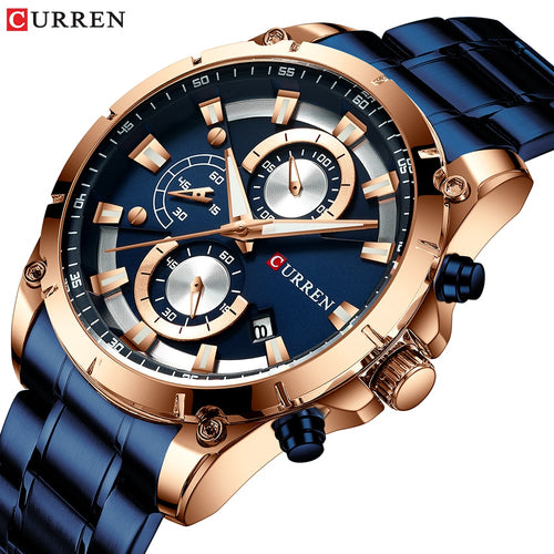 CURREN Creative Design Watches Men Luxury Quartz Wristwatch with Stainless Steel Chronograph Sport Watch Male Clock Relojes