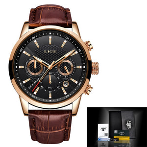 Relogio Masculino LIGE 2019 New Watch Men Fashion Sport Quartz Wacth Mens Watches Brand Luxury Leather Business Waterproof Clock