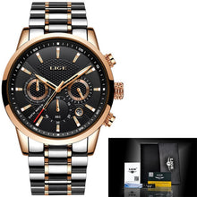 Load image into Gallery viewer, Relogio Masculino LIGE 2019 New Watch Men Fashion Sport Quartz Wacth Mens Watches Brand Luxury Leather Business Waterproof Clock