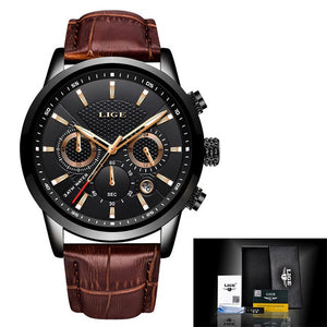 Relogio Masculino LIGE 2019 New Watch Men Fashion Sport Quartz Wacth Mens Watches Brand Luxury Leather Business Waterproof Clock