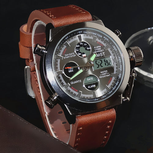 AMST Military Watches Dive 50M Nylon&Leather Strap LED Watches Men Top Brand Luxury Quartz Watch reloj hombre Relogio Masculino
