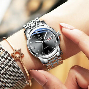 Watch Men Women Business Waterproof Clock Auto Date Silver Steel Mens Watches Fashion Casual Ladies Quartz Wristwatch NEW